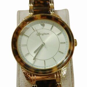 Brighton Carpinteria  Watch Gold Brown Links Tortoise Shell Band Adjustable